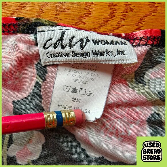 2XL Black Floral Sleeveless CDW Woman Stretch Tank Top Red Floral Summer Goth - Picture 3 of 3